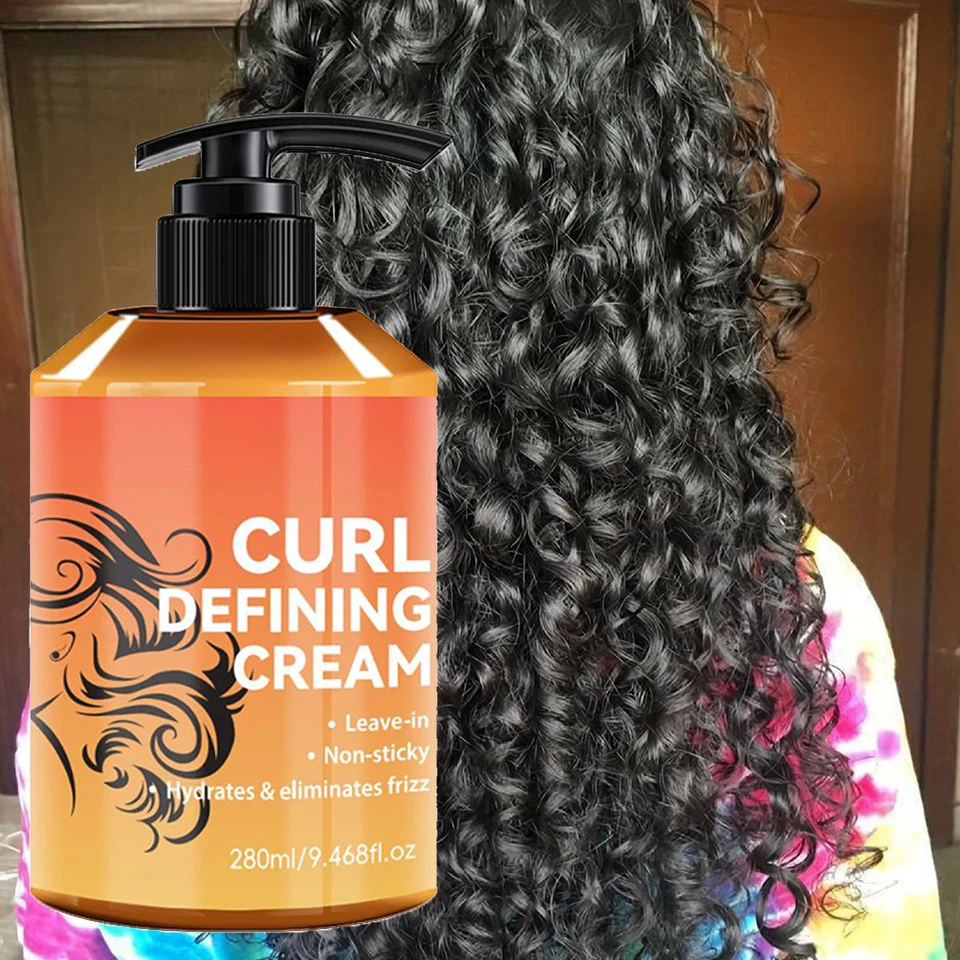 Crema para cabello rizado 280 ml crema potenciadora de rizos de cabello ondulado loción de larga duración  Foto 3 de 4