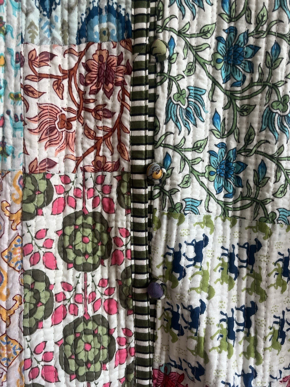 White Multi quilted jacket, Patchwork Jacket, Flo… - image 3