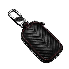 Genuine Leather Car Key Chain Bag Smart Key Holder Cover Remote Fob Case D