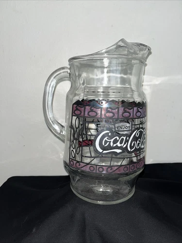 Coca-Cola Tiffany Style Stained Glass Pitcher Soda Pop Coke Vintage 1970s Retro