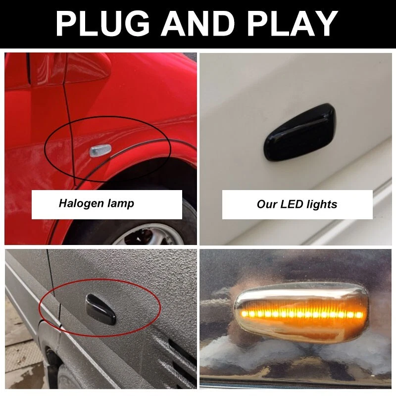 2 luces de señalización lateral LED ámbar con lente negra para Mercedes Clase CLK SLK Foto 4 de 4