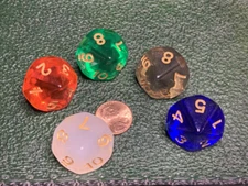 20mm Countdown D10 (Ten Sided) Dice 5 Color Set - RPG Tool Tabletop Roleplay