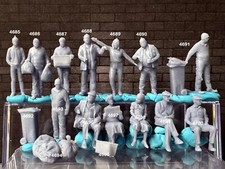 Double G 164 Miniature Human Figures - Lot 650 3d Printed - Unpainted - 1.10