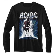 AC/DC Angus Young Black L/S Rock and Roll Music T-Shirt