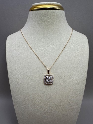 Halo-Anhänger & Kette 9 kt Gelbgold 0,90 kt im Labor gezüchtete Diamanten LGSL5 - Bild 4 von 18
