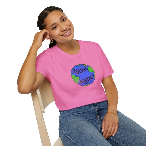 Round Earther T-Shirt, Softstyle Tee, Earth Day, Funny, Conspiracy, Flat Earth - Picture 27 of 28