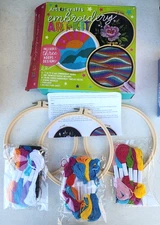 Art 101 Crafts Embroidery Art Kit Multicolor 3 Hoop Kit - NEW Open Box