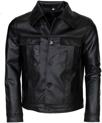 King of Rockstar Elvis Presley Black Leather Jacket for Mens
