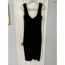 Reformation Christina Midi Dress Womens XL Square Neck Crepe High Slit Navy Blue