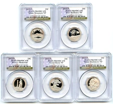 2013 S National Parks 5 Coin Quarter Set PCGS PR69DCAM Special Flag NP Label