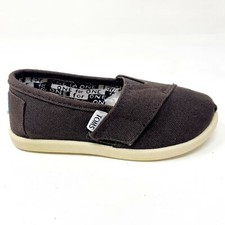 Toms Classics Chocolate Brown Tiny Toddler Slip On Casual Canvas Flat Shoes