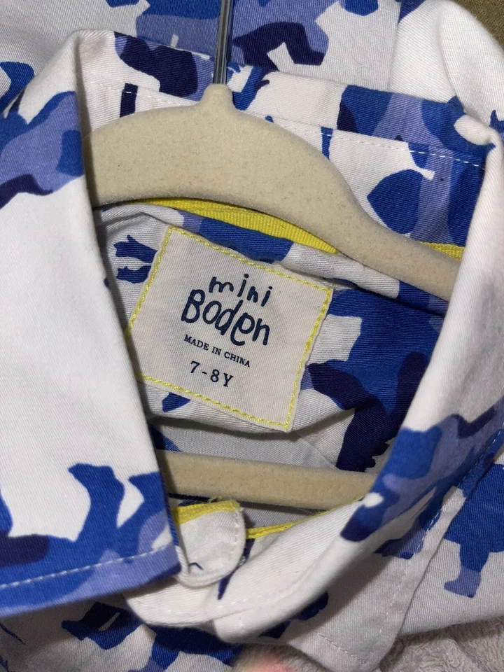 Mini Boden Boys Dinosaur Dino Shirt Button Down 7-8 Y - Image 3 of 3