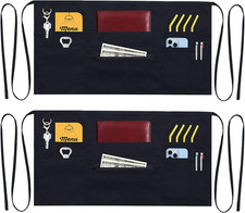 Delantales de servidor con 7 bolsillos y bolsillo con cremallera (paquete de 2)