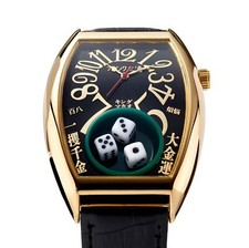 Frank Miura King Macau Gamble Watch Black Dial Leather Band
