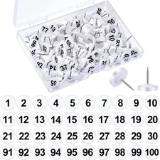 Teling 100 Pcs Numbered Push Pin Tacks: 11mm Diameter, 16mm Length, Flat Tacks 
