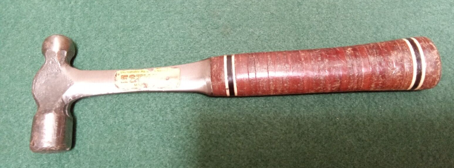 Antique Vintage Estwing Ball Peen Hammer 8 oz Solid Stacked Leather