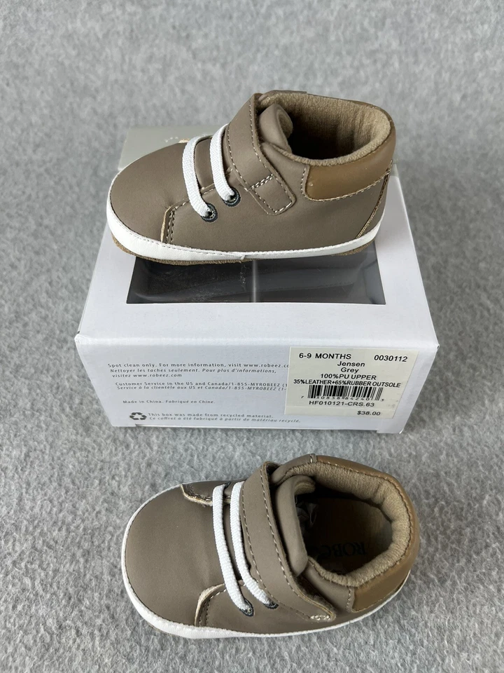 Robeez First Kicks Cuna Bebé Zapatos Talla 6-9 Meses Zapatilla Pull on Comodidad Foto 2 de 4