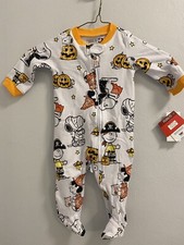 Snoopy Peanuts Halloween "Pumpkins" - One Piece Sleeper Size: NEWBORN -BRAND NEW