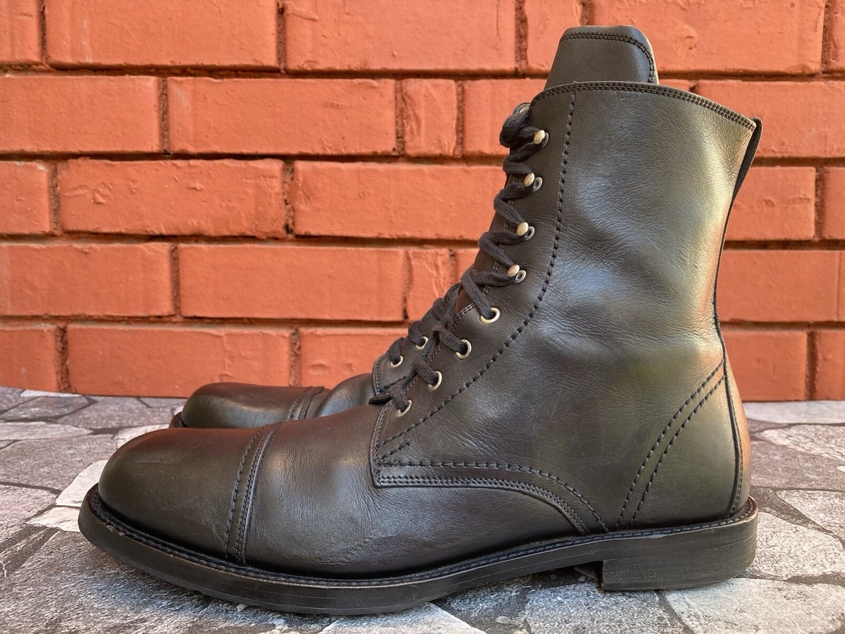Dolce & Gabbana Black Leather Captoe Lace Up Boots Men