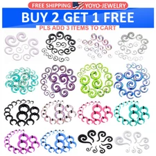 12-18Pcs Ear Spiral Stretching Kit 14G-00G Acrylic Spiral Snail Taper Plugs Set