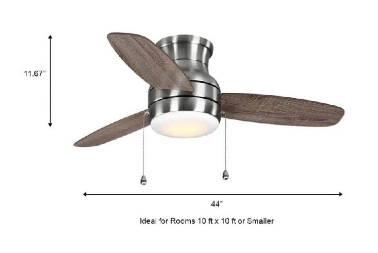 NEW! HOME DECORATORS Ashby Park 44" LED Brushed Nickel Ceiling Fan W Light Kit - Image 3 of 4