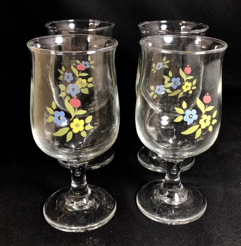 Set of 4 Libbey Perennials Pfaltzgraff Stemware Glasses Medley Collection 8 Oz