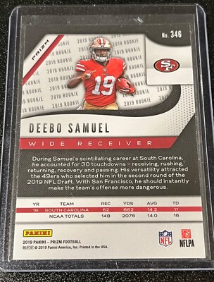 2019 Panini Prizm Deebo Samuel Rookie Lazer Prizm #346 - San