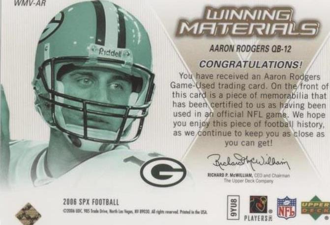 2006 SPx Aaron Rodgers #WMV-AR