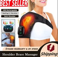 Shoulder Brace Support Wrap Massager Heating Therapy Pain Relief Strap Vibration