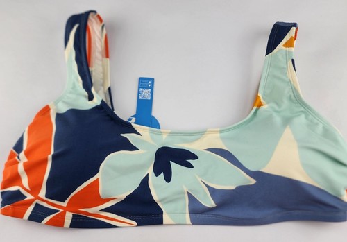 NWT CUPSHE Bikini Top 1X Padded Scoop Neck Orange Blue Red Floral Adjustable New - Picture 5 of 20