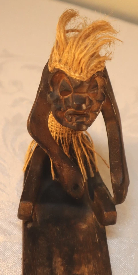 Boneco queimador de incenso nativo esculpido vintage - Imagem 4 de 4