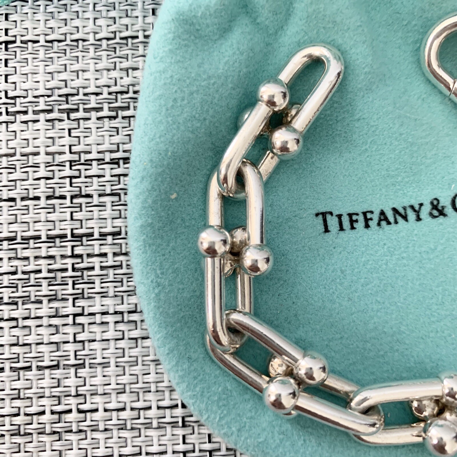 Tiffany & Co. Silver THICK WIDE Hardwear Chain Link 7" Bracelet BOX