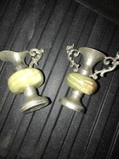 Vintage Mini vases with Polished Onyx Stone Candle Holder / Vase set of 2