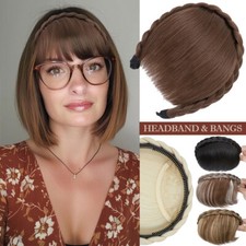 Natural Soft Plaited Headband with Bang Chunky Hairband Twist Plaited Hair Bands