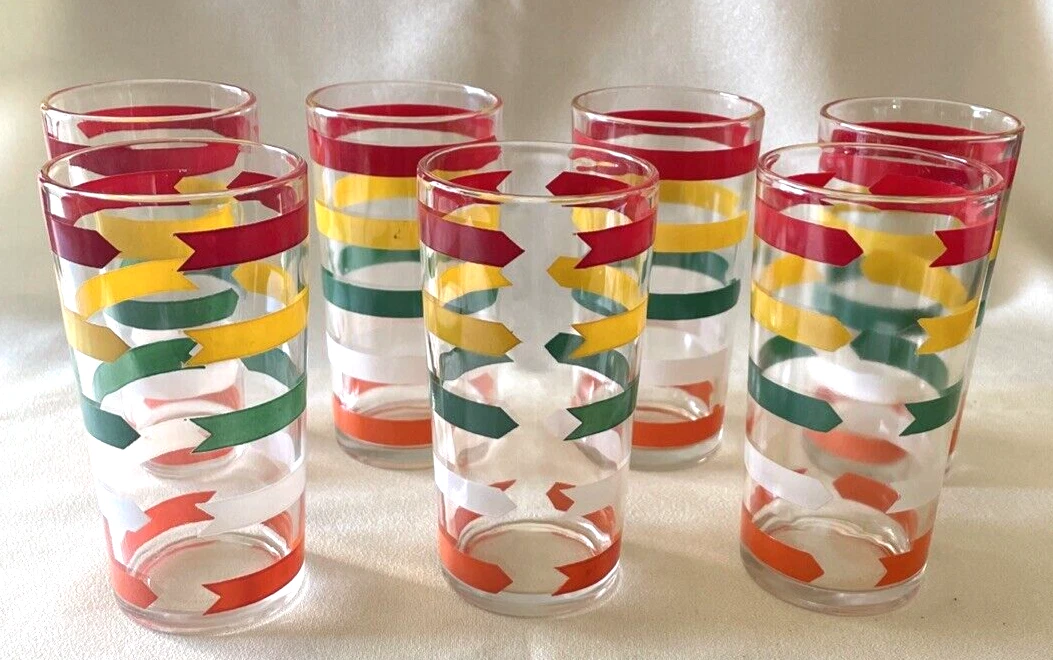 Vintage Striped Drinking Glasses In Collectible Glasses, Cups