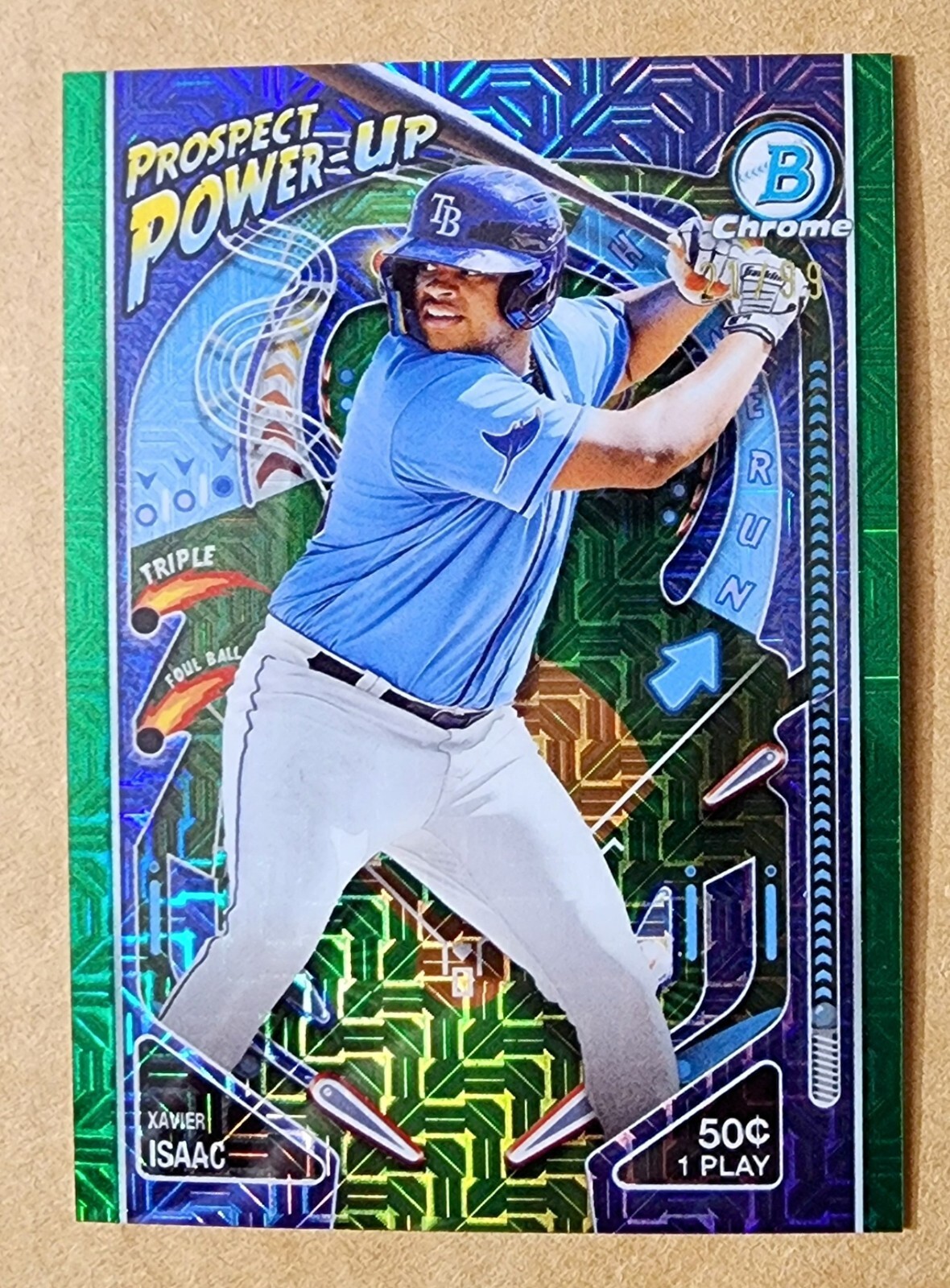 2024 Bowman Chrome Xavier Isaac Prospect Power Up M/B Mojo PP-15 Green 21/99
