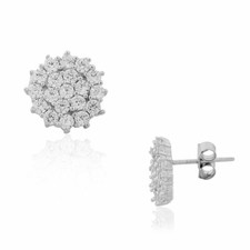 925 Sterling Silver White Clear CZ Stud Earrings