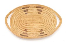 Antique Native American Pima Olla Geometric Woven Pattern Basket Bowl Tray 13"