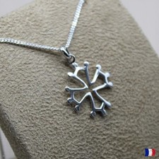 Pendentif Croix Occitane Argent 925 Rhodié Toulouse Languedoc Collier Gourmette