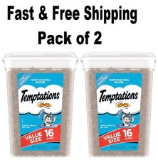 TEMPTATIONS Classic Crunchy and Soft Cat Treats Tempting Tuna Flavor 16 oz -2pk
