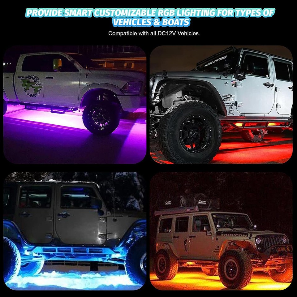 RGB Pods 8X Rock LED Lights For Jeep Boat Offroad Truck UTV ATV - Foto 8