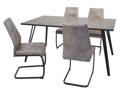 Schwingstuhl Esszimmerstuhl Schwingsessel Freischwinger Stuhl 4er-Set grau - Bild 5 von 8