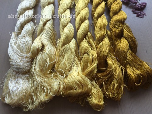 6bundles 100%natural mulberry silk,hand-dyed embroidery yellow silk floss/thread - Picture 8 of 12