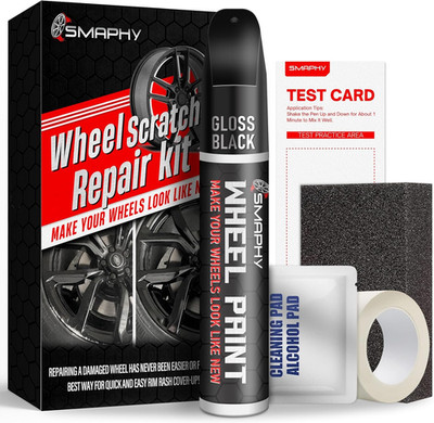 Wheel Scratch Repair Kit, Gloss Black Rim Touch up Paint, Repair Curb Rash, S...