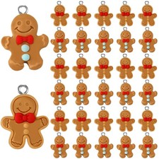 64 Pcs Gingerbread Man Charms, Christmas Gingerbread Resin Charm Beads Ginger...