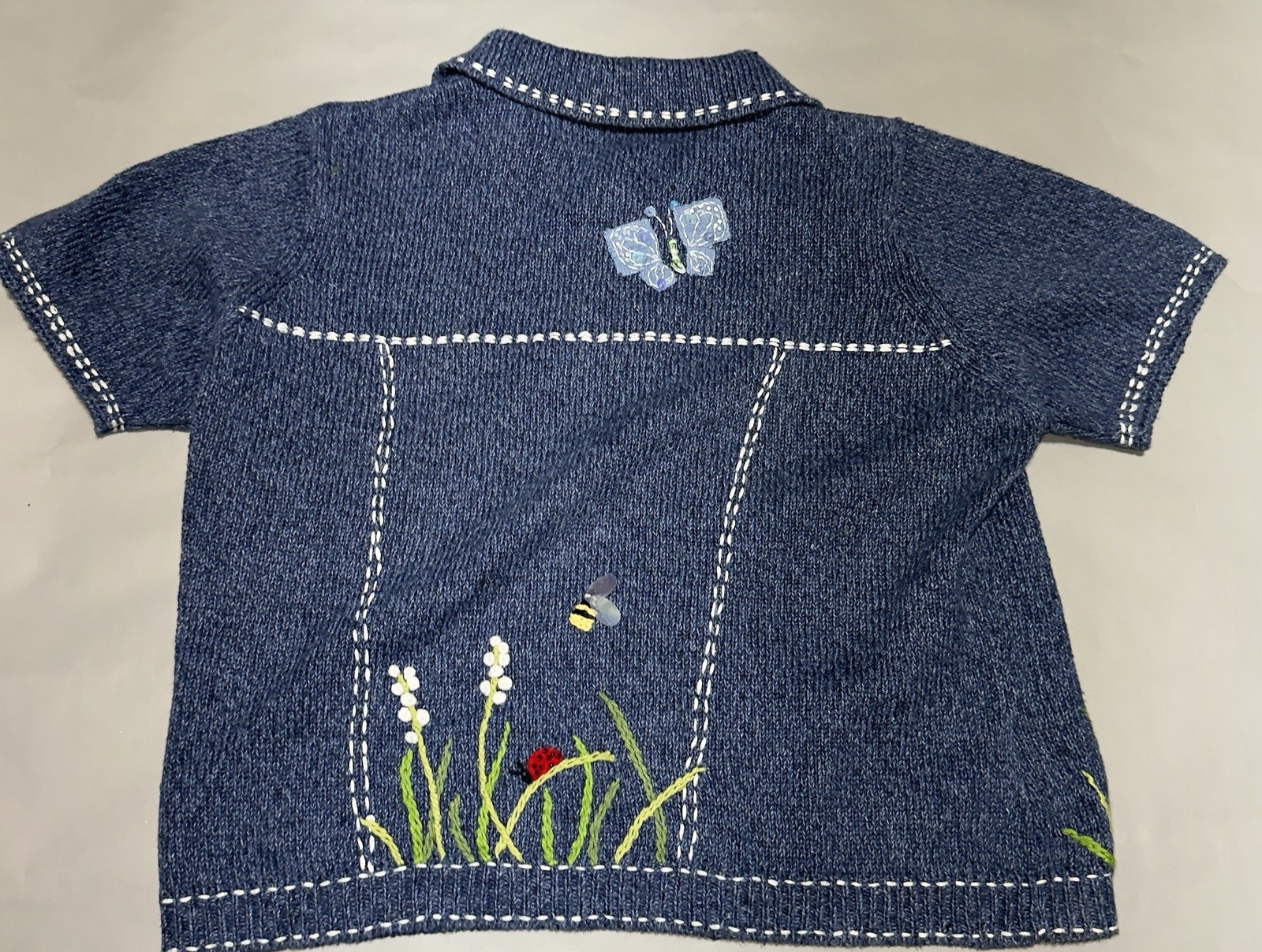 Susan Bristol Cardigan Sweater Bee Size PM Moth Ladybug Grandma Mom Cottagecore