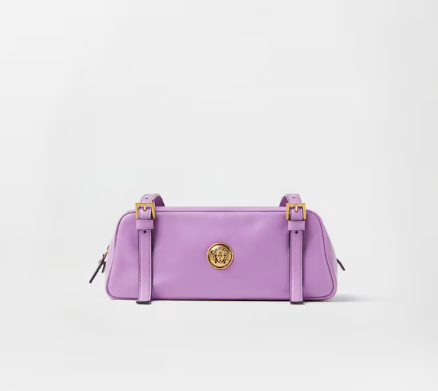 Versace Emblème Nappa Women's Bowling Bag Lilac Brand NEW