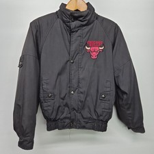 Vintage 90s Childrens Pro Player Black Chicago Bulls Jacket Coat Puffy Sz Large