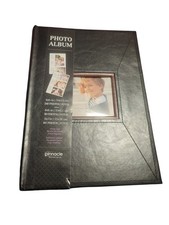 Pinnacle Black Leather Picture Album - 240 Pockets - Holds 4x6 Vertical Photos