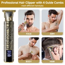 Cordless Hair Clippers, Professional Beard Trimmer Electric Shaver Barber Kit